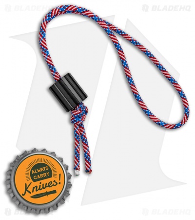 Lynch Northwest Short Grooved Bead w/ USA Flag Lanyard - Black DLC