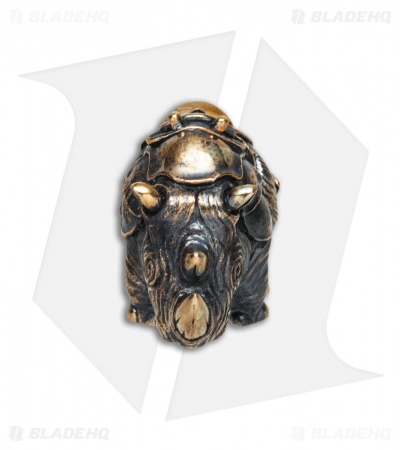 RUS Beads Shop Armored Rhinoceros Lanyard Bead - Bronze
