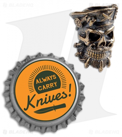 RUS Beads Shop Bearded Pirate Skull Lanyard Bead - Bronze