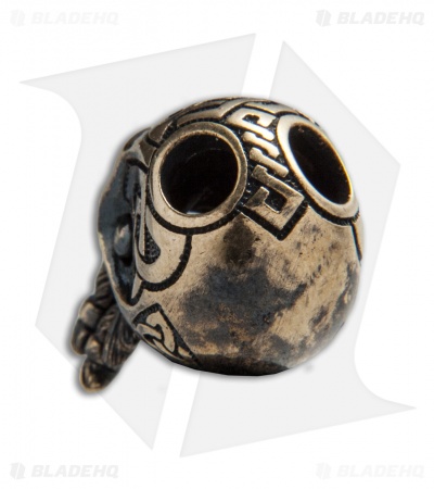 RUS Beads Shop Bearded Viking Skull w/ Moving Jaw Lanyard Bead - Bronze