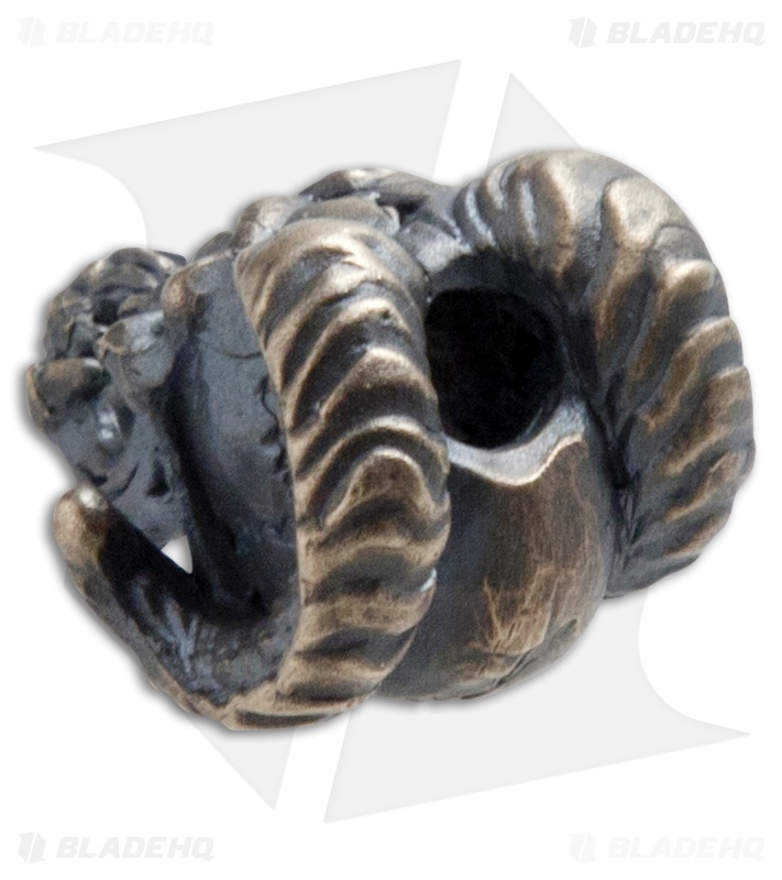 RUS Beads Shop Daemon Skull w/ Jaw Lanyard Bead - Bronze