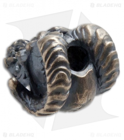 RUS Beads Shop Daemon Skull w/ Jaw Lanyard Bead - Bronze