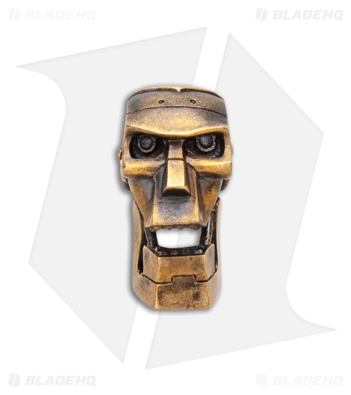 RUS Beads Shop Futuristic Robot Skull w/ Moving Jaw Lanyard Bead - Bronze