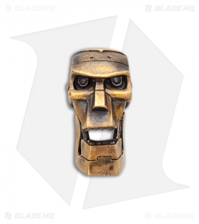 RUS Beads Shop Futuristic Robot Skull w/ Moving Jaw Lanyard Bead - Bronze