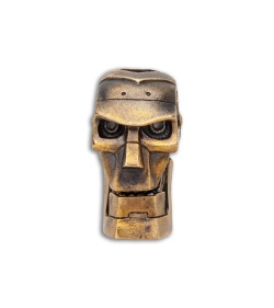 RUS Beads Shop Futuristic Robot Skull w/ Moving Jaw Lanyard Bead - Bronze