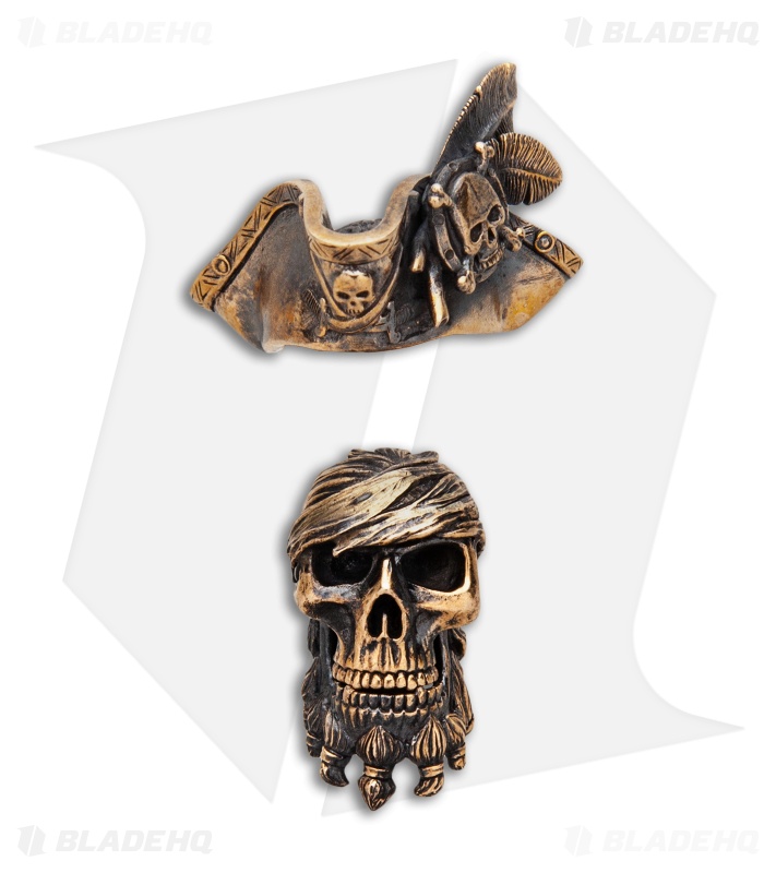 RUS Beads Shop Pirate Captain w/ Removable Hat Lanyard Bead - Bronze