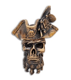 RUS Beads Shop Pirate Captain w/ Removable Hat Lanyard Bead - Bronze