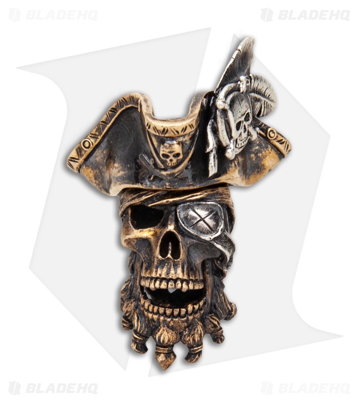 RUS Beads Shop Pirate Captain w/ Removable Hat Lanyard Bead - Bronze/Siliver