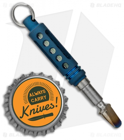 Spalinger Gear Round Tritium Pry-Tool Key Chain (Anodized Light Blue)