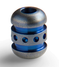 TiSurvival Titanium Large Droid Bead -  Stonewash/Blue Grooves