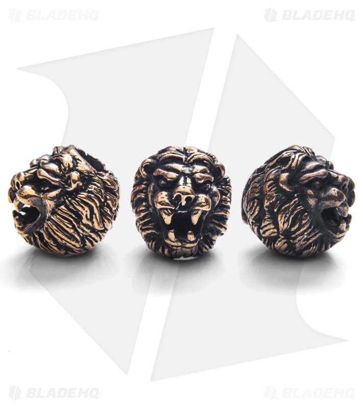 Lion ARMory Small Lion Head Beads Brass (Set of 3)