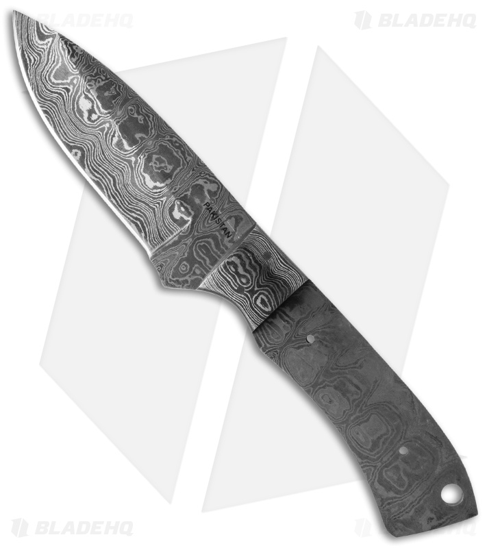 Tallen Integral Drop Point Hunter Knife Damascus Blade Blank BL-DM2722