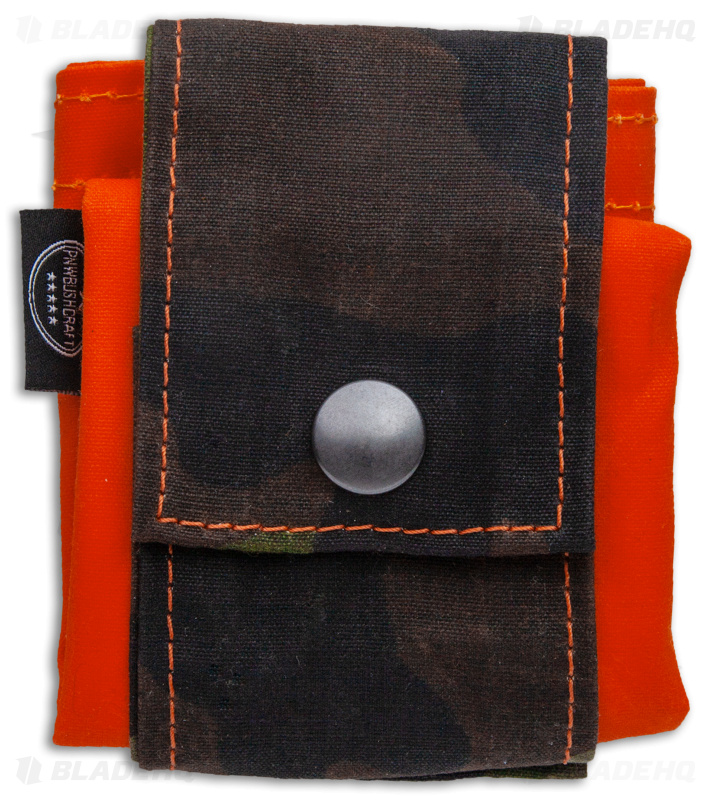 PNW Bushcraft Rugged Waxed Foraging Pouch Hip Bag - Camo/Orange Canvas