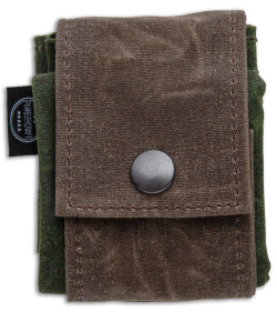 PNW Bushcraft Rugged Waxed Foraging Pouch Hip Bag - Brown/Moss Green Canvas