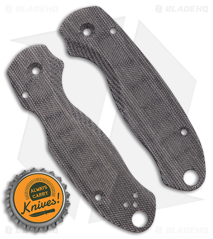 Flytanium Lotus Black Canvas Micarta Scales for Spyderco Para 3 Knife