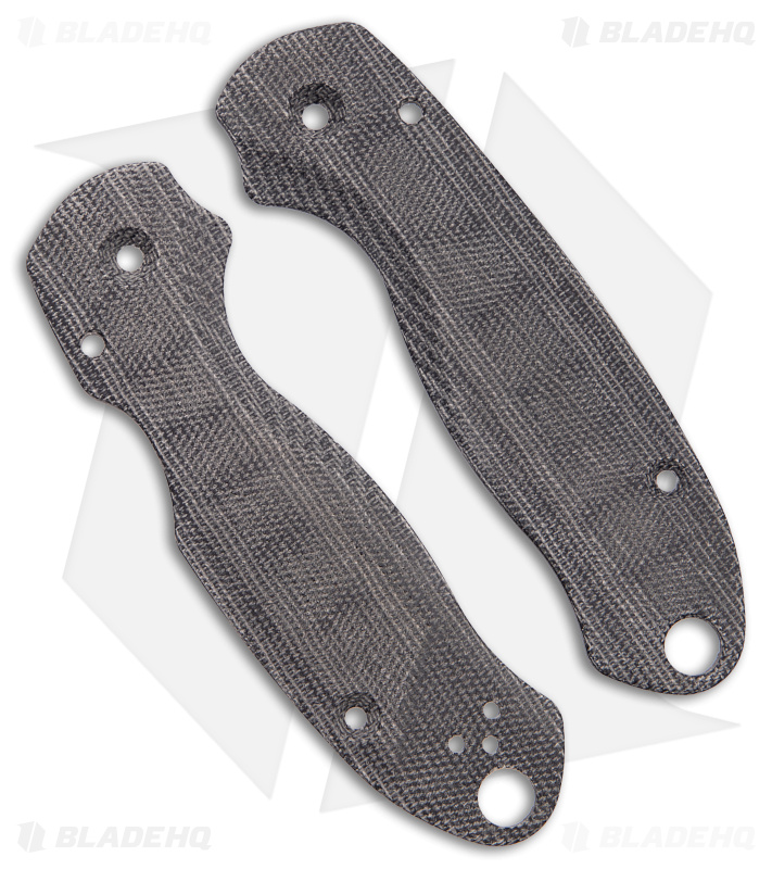 Flytanium Lotus Black Canvas Micarta Scales for Spyderco Para 3 Knife