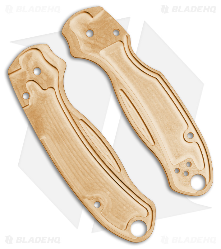 Flytanium Lotus Brass Scales for Spyderco Para3 Knife