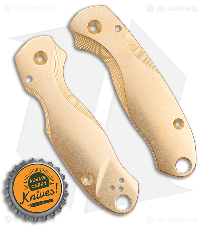Flytanium Lotus Brass Scales for Spyderco Para3 Knife