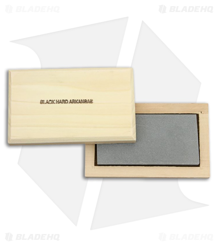 Black Hard Arkansas Surgical Whetstone w/ Handcrafted Oak Box AC15