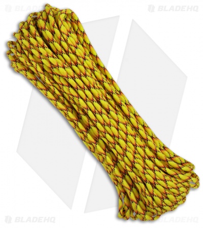 Explode Yellow 550 Paracord Nylon Braided 7-Strand Core (100') USA