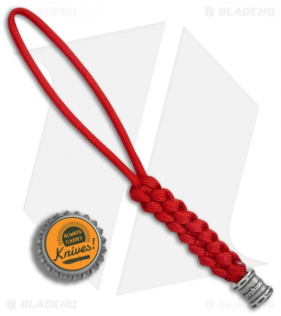 Kershaw Knives Tied Red Paracord Lanyard + Kershaw Bead