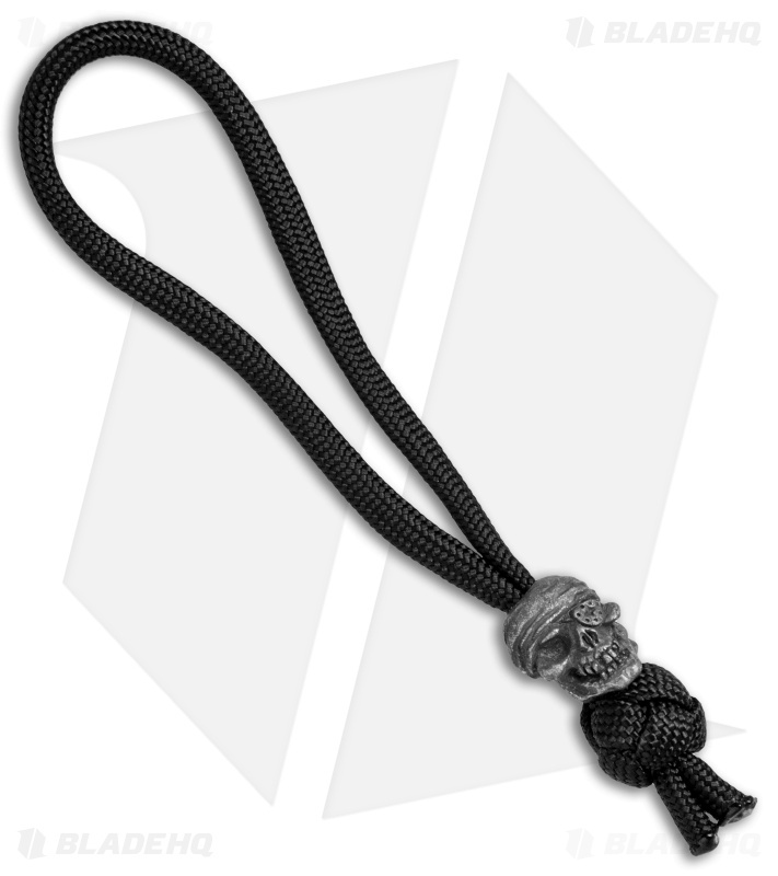 Schmuckatelli One-Eyed Jack Skull Bead Diamond Knot Zipper Pull (Black Oxide)