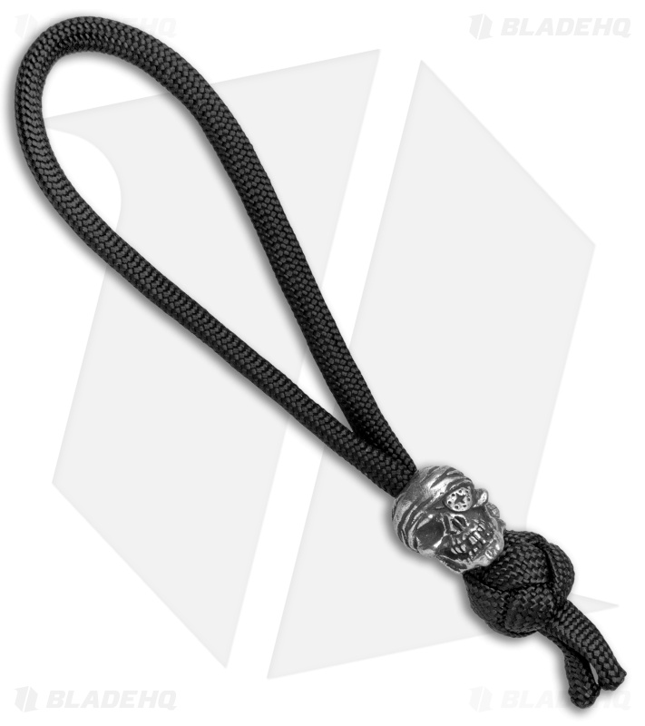 Schmuckatelli One-Eyed Jack Skull Bead Diamond Knot Zipper Pull (Pewter)