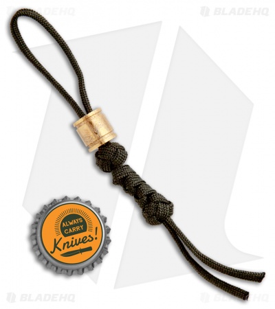  Tallen Gold Straight Barrel Damascus Bead w/ OD Green Paracord Lanyard