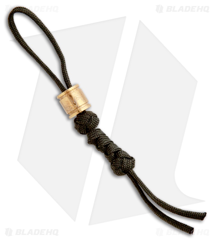 Tallen Gold Straight Barrel Damascus Bead w/ OD Green Paracord Lanyard
