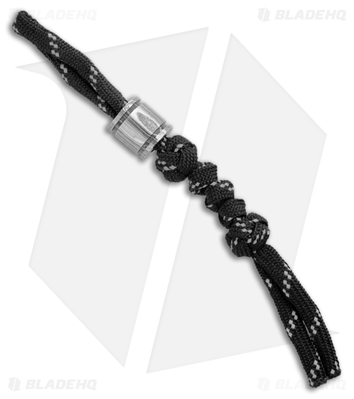 Tallen Straight Barrel Damascus Bead w/ Black Stripe Paracord Lanyard