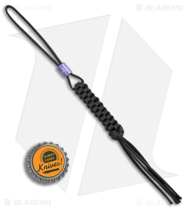 WE Knife Co. Tied Paracord Lanyard w/ Titanium Bead (Black) A-01B