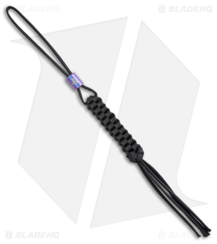 WE Knife Co. Tied Paracord Lanyard w/ Titanium Bead (Black) A-01B