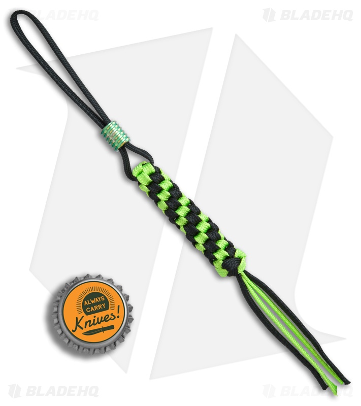 WE Knife Co. Tied Paracord Lanyard w/ Titanium Bead (Green/Black) A-01A