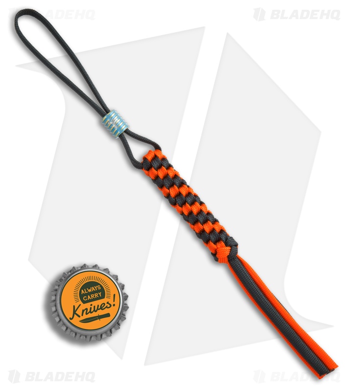 WE Knife Co. Tied Paracord Lanyard w/ Titanium Bead (Orange/Black) A-01C