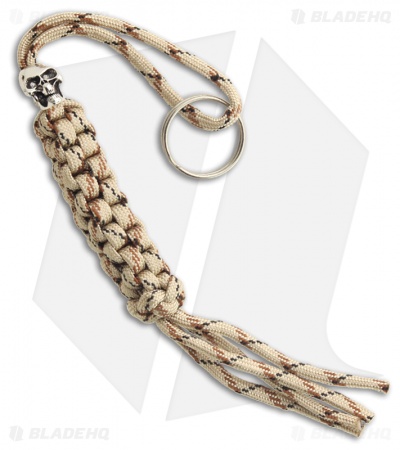 Desert Camo Paracord Lanyard w/ Skull Bead