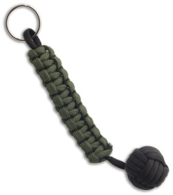 Knot Boys Monkey Fist Fob w/ OD Green & Black Paracord Tied Lanyard Keychain