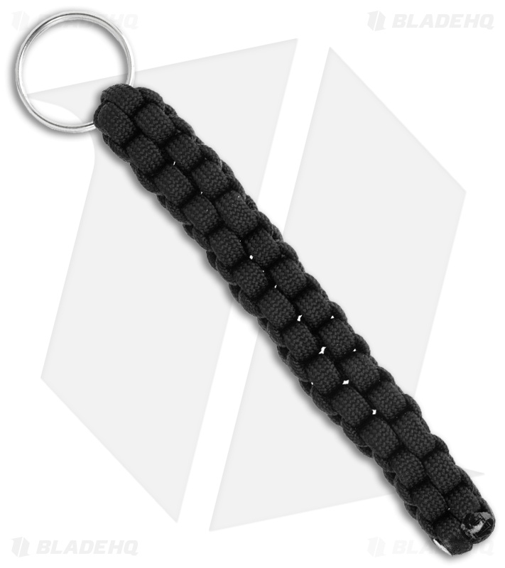 Black 550 Paracord Lanyard Keychain Boondoggle w/ Split Ring