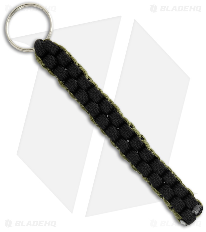 OD Green & Black 550 Paracord Lanyard Keychain Boondoggle w/ Split Ring