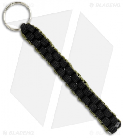 OD Green & Black  550 Paracord Lanyard Keychain Boondoggle w/ Split Ring