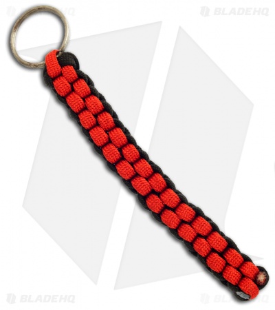 Red & Black 550 Paracord Lanyard Keychain Boondoggle w/ Split Ring