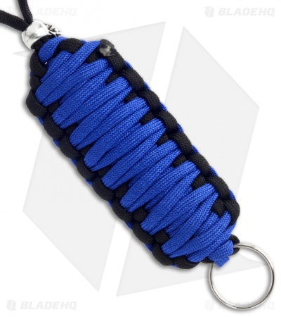 Blue & Black Triple Tied 550 Paracord Neck Carry Lanyard Fob w/ Skull Bead
