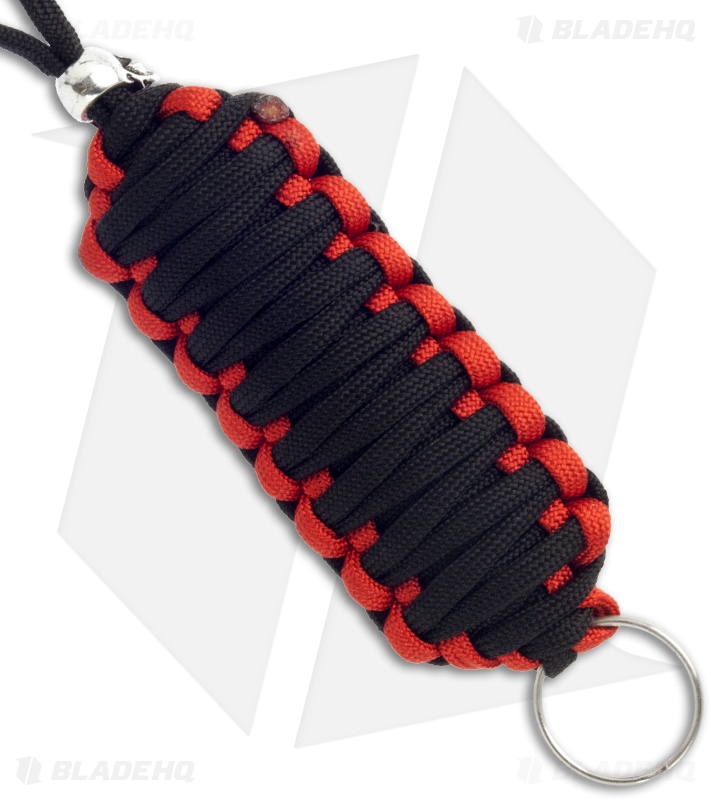 Red & Black Triple Tied 550 Paracord Neck Carry Lanyard Fob w/ Skull Bead