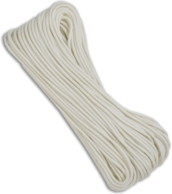 White 550 Paracord Nylon Braided 7-Strand Core (100') USA