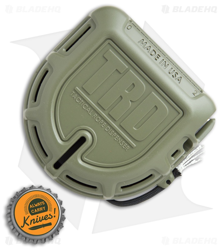 Atwood Tactical Rope Dispenser w/ 50 ft. of 550 Black Paracord (OD Green)