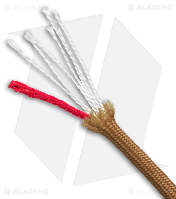 25' Coyote Brown 550 FireCord Paracord Nylon Braided 7-Strand + 1 Tinder Core