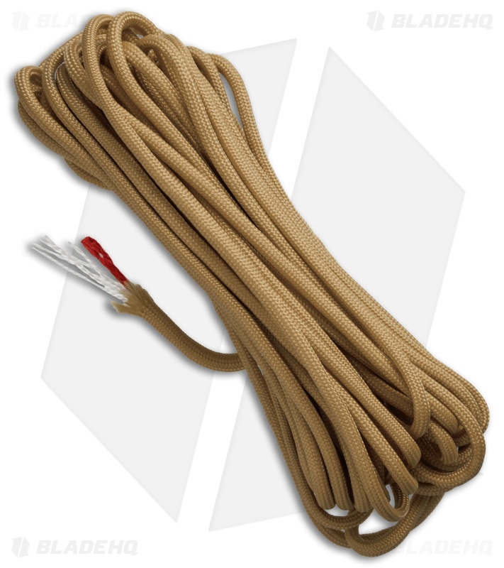 25' Coyote Brown 550 FireCord Paracord Nylon Braided 7-Strand + 1 Tinder Core
