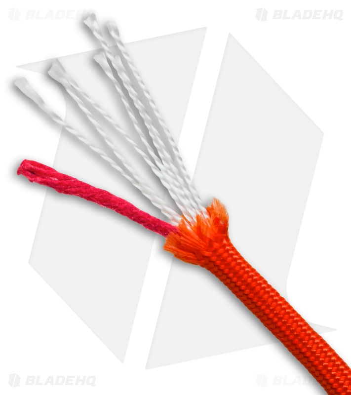 25' Safety Orange 550 FireCord Paracord Nylon Braided 7-Strand + 1 Tinder Core