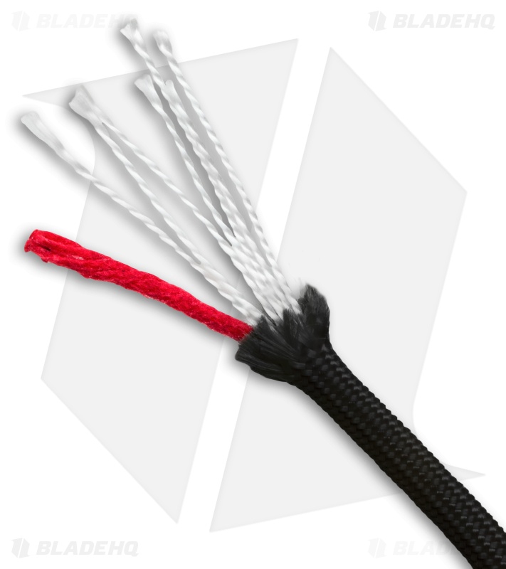 25' Black 550 FireCord Paracord Nylon Braided 7-Strand + 1 Tinder Core