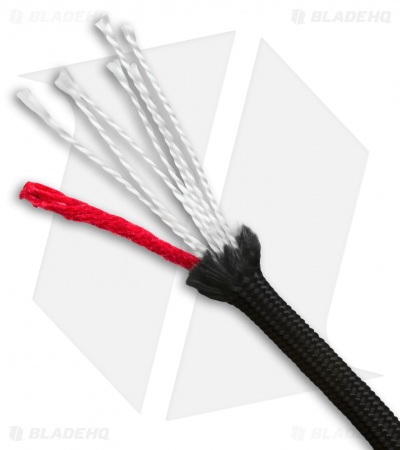 25' Black 550 FireCord Paracord Nylon Braided 7-Strand + 1 Tinder Core