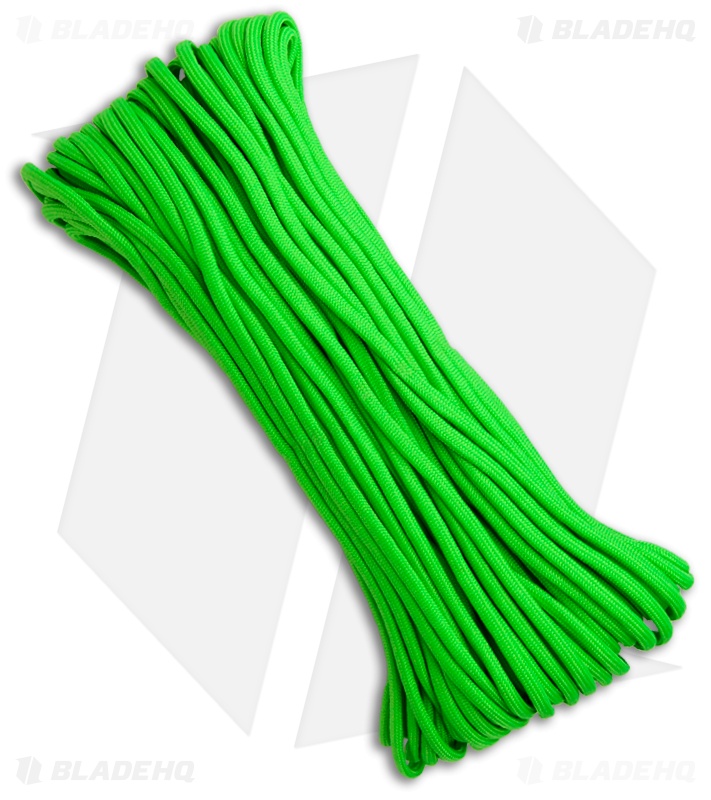 Lime Green 550 Paracord Nylon Braided 7-Strand Core (100') USA
